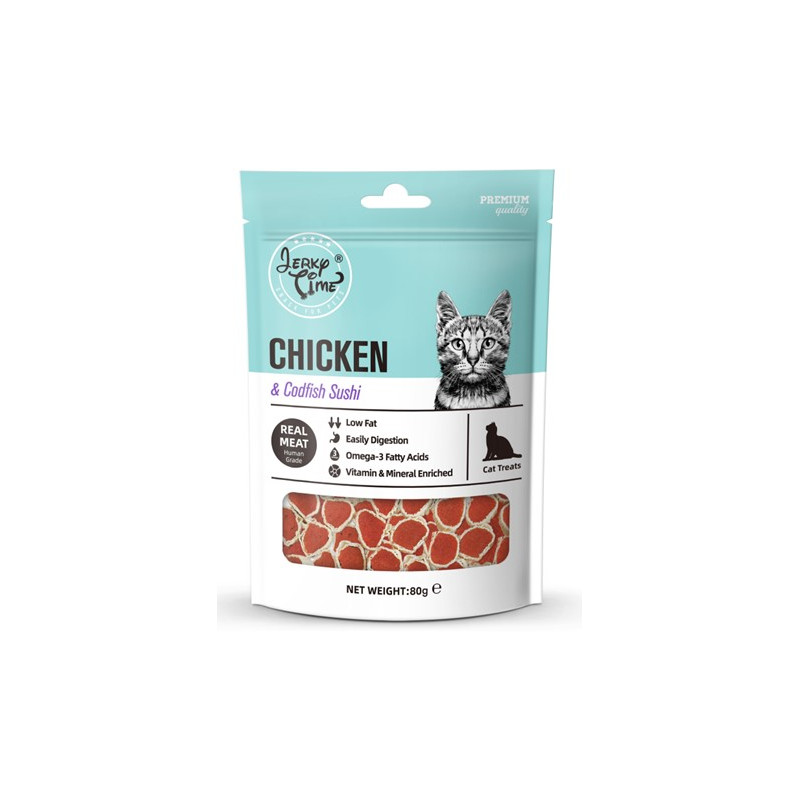 Jerky-wanpy-time-sushi-poulet-et-et-cabillaud-80g Jerky Time Sushi Poulet et Cabillaud