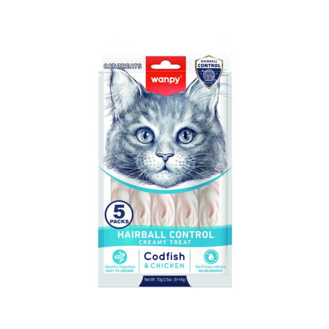 Wanpy Crème Functionnal - Hairball Control au Cabillaud et Poulet