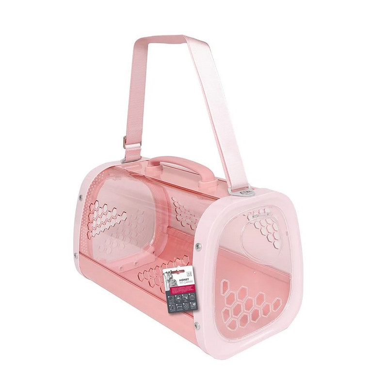 cage_honey Cage de transport Honey pour chat et petit chien, transparente et aérée