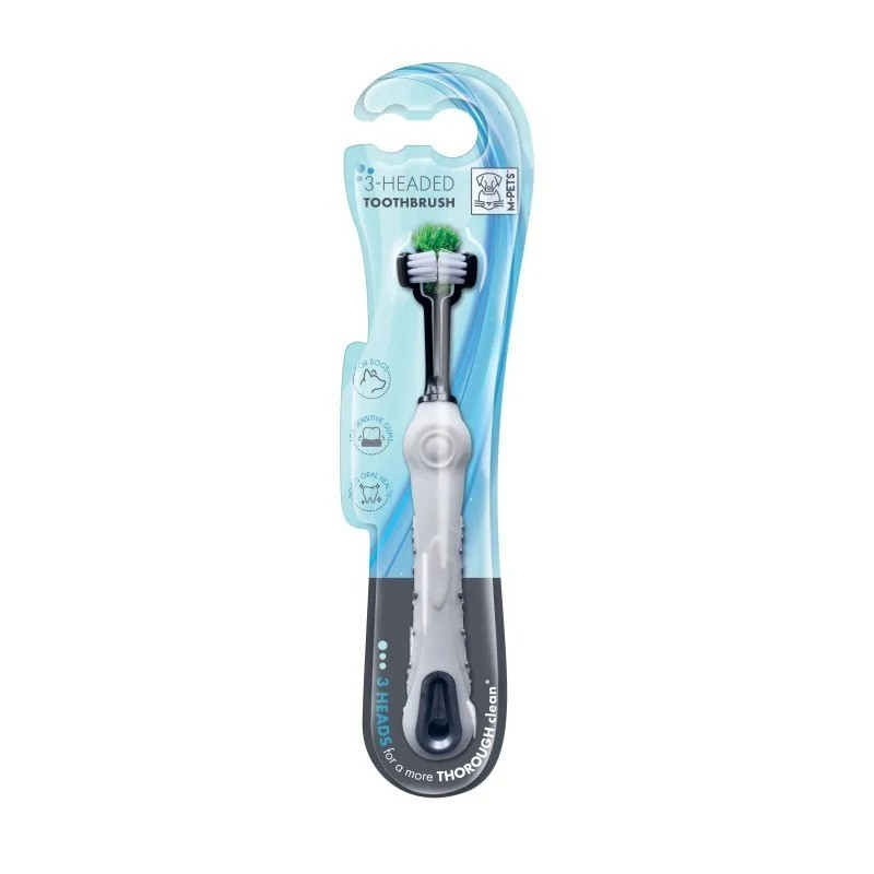 scoop-pince-pliante- Brosse à dents triple tête pour chien et chat