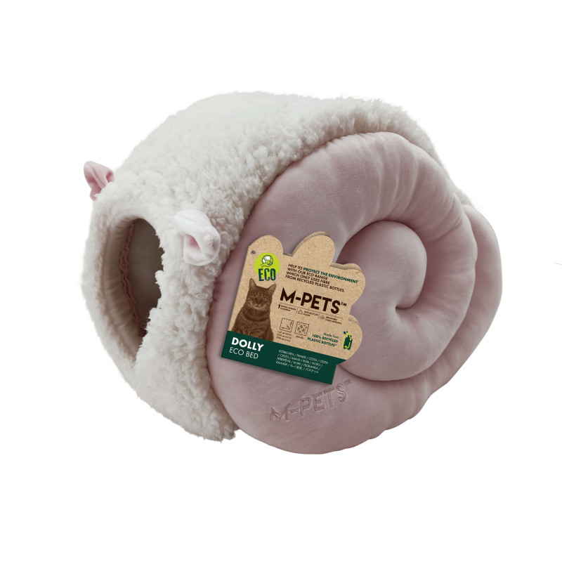 Tipi Dolly pour chat 47×35×30 cm en tissu doux gris et rose