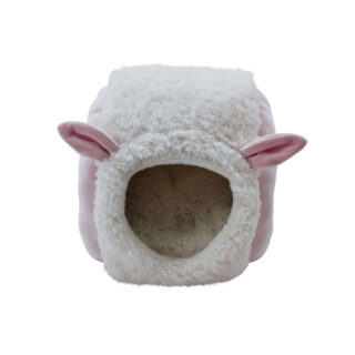 Tipi Dolly pour chat 47×35×30 cm en tissu doux gris et rose