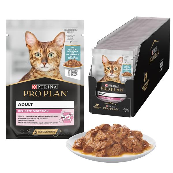 PURINA PRO PLAN DELICATE CAT POUCH FISH 85G PURINA PRO PLAN Chat Adulte Delicate – Pochon au Poisson 85 g