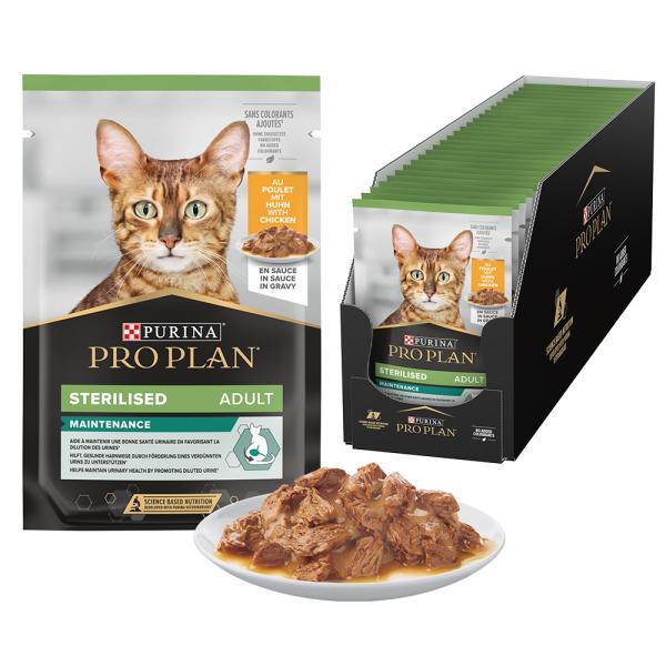 PURINA PRO PLAN STERILISED CAT POUCH CHICKEN 85G PURINA PRO PLAN Chat Stérilisé – Pochon au Poulet