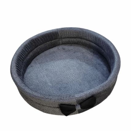 Panier Rond Confort pour Chat et Chien – Tissu Gris