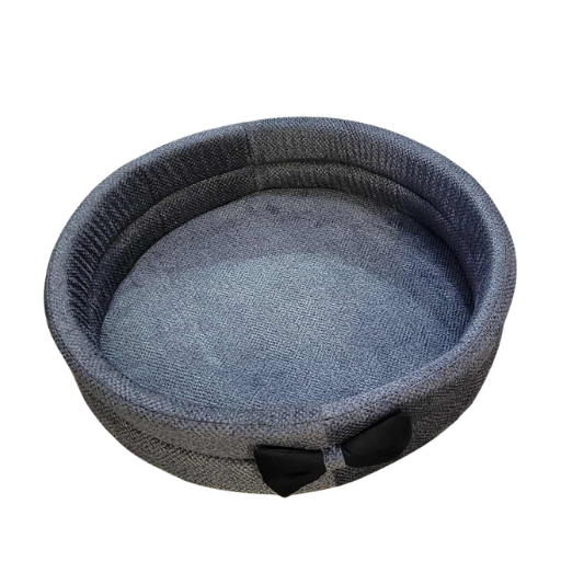 Panier Rond Confort pour Chat et Chien – Tissu Gris